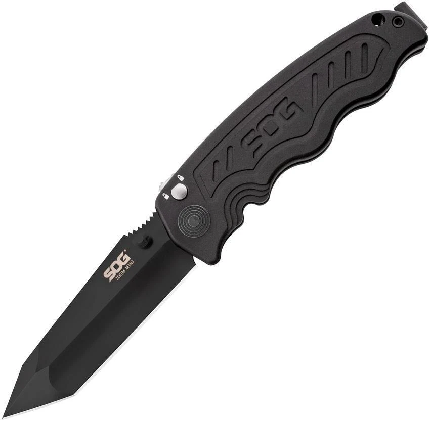 SOG Zoom Mini A/O Folding Black Tanto TiNi Blade Aluminum Handle Knife 00063 1 SOG Zoom Mini A/O Folding Black Tanto TiNi Blade Aluminum Handle Knife 00063
