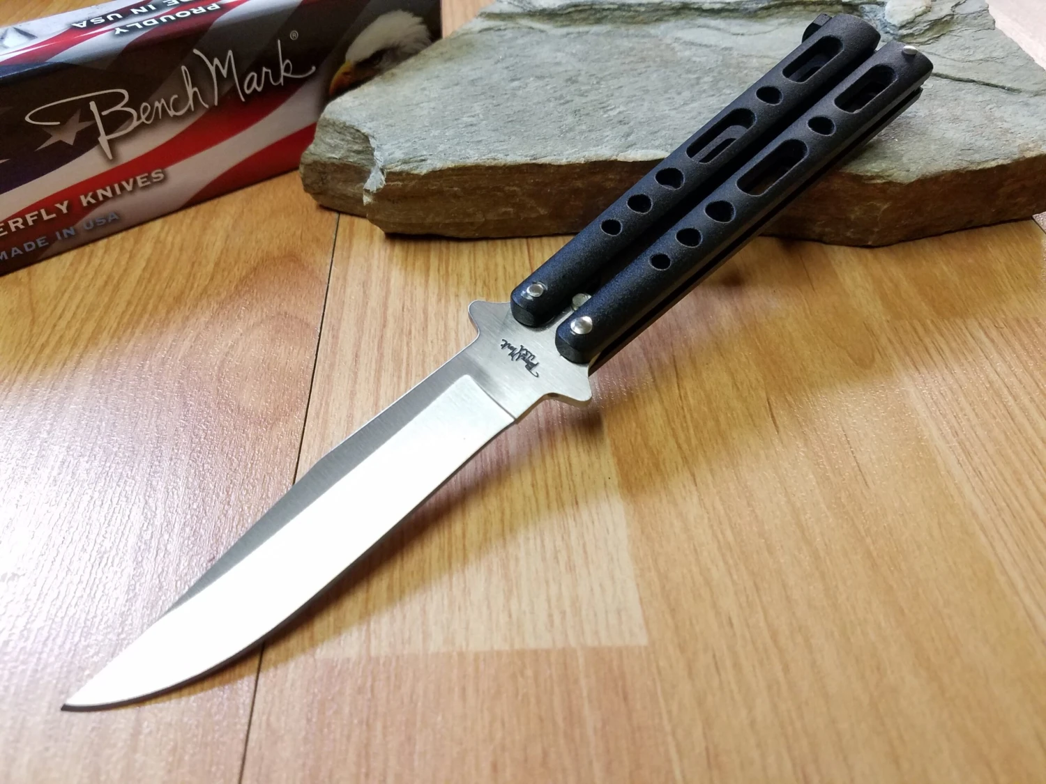 Benchmark 9" Black Stainless Balisong Knife 004 2 Benchmark 9" Black Stainless Balisong Knife 004 - Image 2