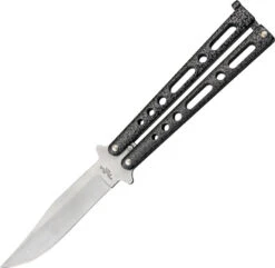 Benchmark Balisong 9" Black Silver Stainless Folding Knife 005