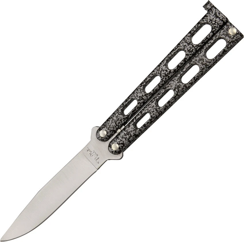 Benchmark 7.5" Black And Silver Butterfly Knife Flipping - 008 3 Benchmark 7.5" Black And Silver Butterfly Knife Flipping - 008 - Image 3