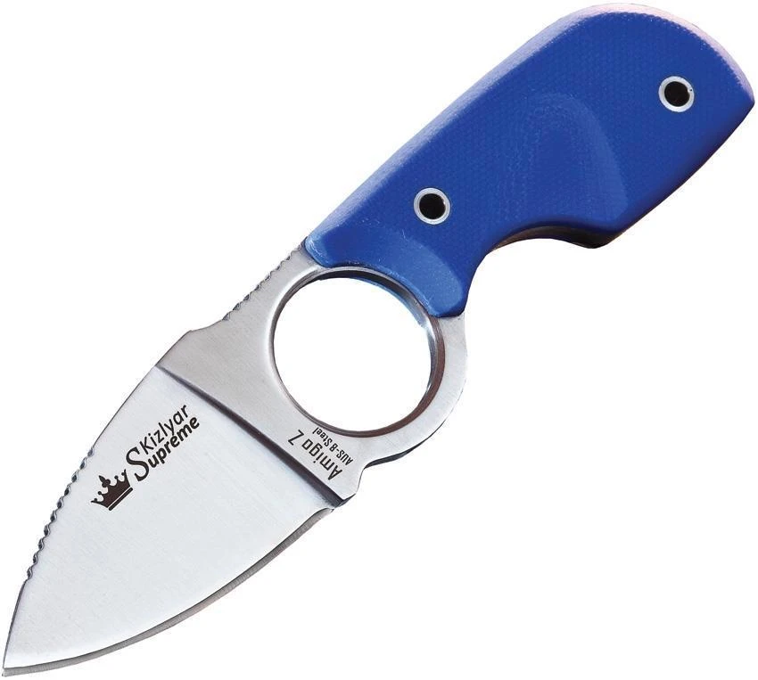 Kizlyar Amigo Z AUS-8 Stainless Fixed Blade Blue G10 Handle Neck Knife 0096 1 Kizlyar Amigo Z AUS-8 Stainless Fixed Blade Blue G10 Handle Neck Knife 0096