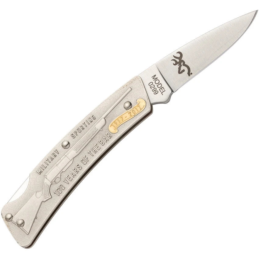Browning BAR Folder Gold Hunting Sculpted Stainless Drop Pt Folding Knife 0275 2 Browning BAR Folder Gold Hunting Sculpted Stainless Drop Pt Folding Knife 0275 - Image 2