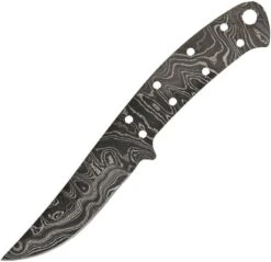 Alabama Damascus Steel Full Tang 6.25" Black Fixed Blade Knife Blank S076