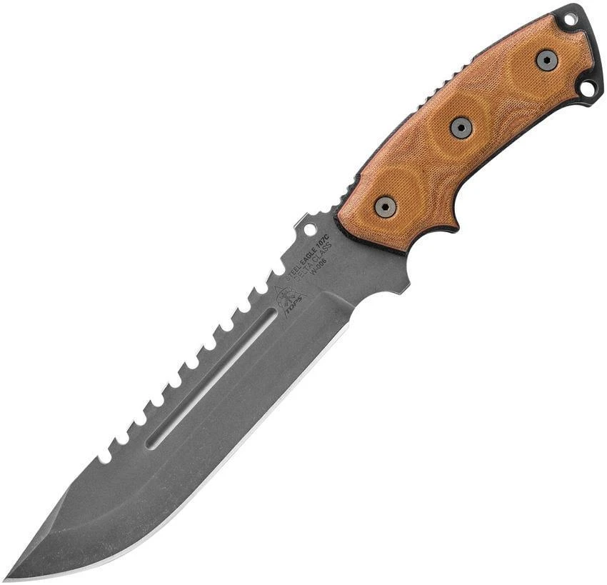 TOPS 13" Steel Eagle Delta Class Sawback Fixed Blade Tan Handle Knife SE107CDC 2 TOPS 13" Steel Eagle Delta Class Sawback Fixed Blade Tan Handle Knife SE107CDC - Image 2