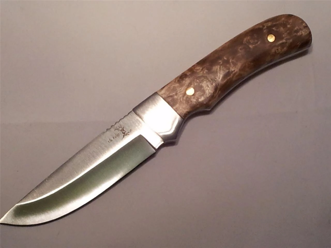 Elk Ridge Small Hunter Hunting Knife Brown Burlwood Handles W/ Black Sheath - 107 2 Elk Ridge Small Hunter Hunting Knife Brown Burlwood Handles W/ Black Sheath - 107 - Image 2