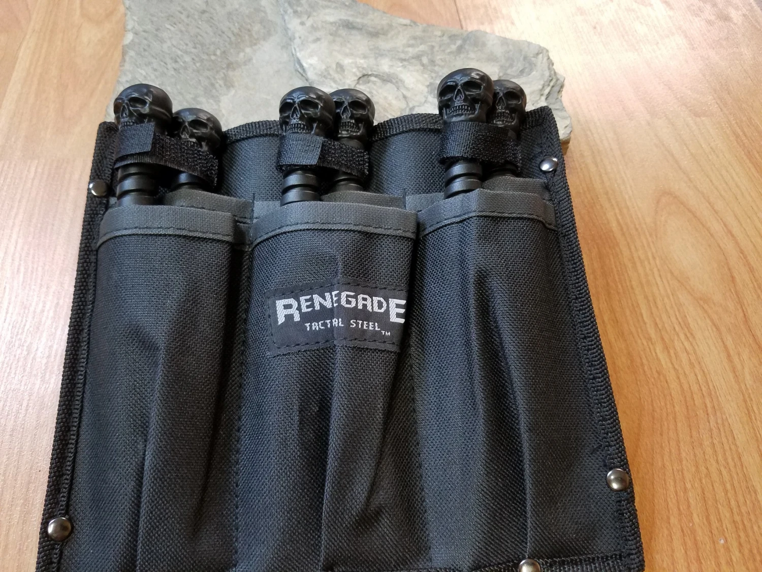 Renegade Tactical Set Of 6 Skull Throwers Black 4.25" With Blade Leg Or Arm Sheath - 125 2 Renegade Tactical Set Of 6 Skull Throwers Black 4.25" With Blade Leg Or Arm Sheath - 125 - Image 2