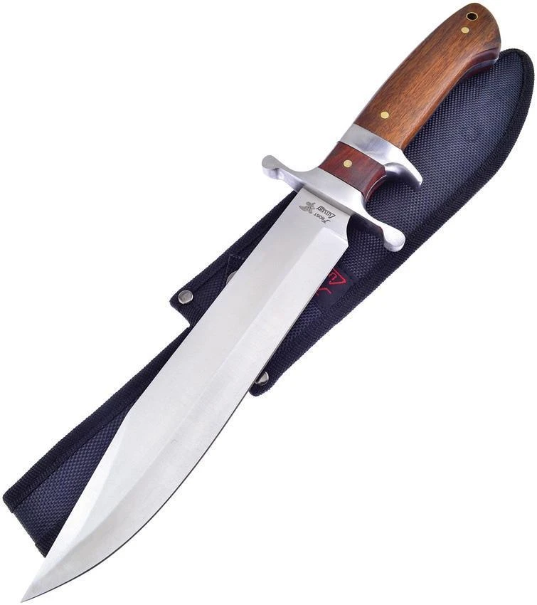 Frost 16" Bowie Cocobolo Wood Stainless Fixed Knife With Belt Sheath 18316CB 1 Frost 16" Bowie Cocobolo Wood Stainless Fixed Knife With Belt Sheath 18316CB