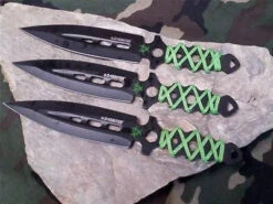 Z Hunter Zombie Triple Knife 3 PC Throwing Set 7.5" Green & Black - 0753