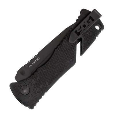 SOG Trident Piston Lock A/O Black Straight Tanto AUS-8 Folding Knife TF7CP 4 SOG Trident Piston Lock A/O Black Straight Tanto AUS-8 Folding Knife TF7CP - Image 4
