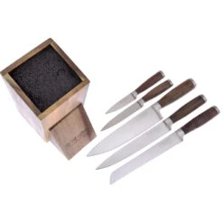 Hen & Rooster 5pc Wood Handle Kitchen Knife Set W/ Storage Block I063 -Elite Knives Shop 2 2325cff5 21dd 45d2 95e4 911900df4a32