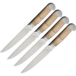Ferrum Estate 4pc Maple Wood Handle 9" Fixed Steak Knife Kitchen Set E0400 -Elite Knives Shop 2 9876031b 938f 403e ad86 c0c43e49132f