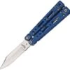 Bear & Son Bear Song IV Blue Raindrop Aluminum Handle Folding Blade Balisong 35021