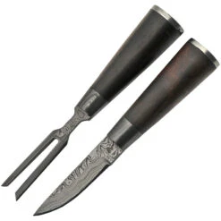 Damascus Three Piece Damascus Wood Handle Bowie Set 3pc 1237 -Elite Knives Shop 4 c86c7ef6 3376 422a 9f47 b2e572e05ba0