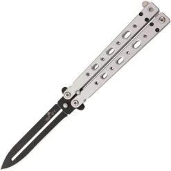 Bear & Son Bear Song IV 1095 Carbon Balisong Silver Knife 500B
