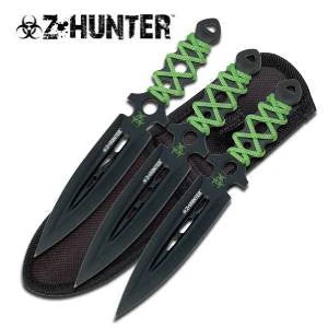 Z Hunter Zombie Triple Knife 3 PC Throwing Set 7.5" Green & Black - 0753 5 Z Hunter Zombie Triple Knife 3 PC Throwing Set 7.5" Green & Black - 0753 - Image 5