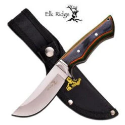 Elk Ridge Fixed Knife 8.4" Overall Plain Multi Color Wood Handle Hunting - 545gw -Elite Knives Shop 545gw4