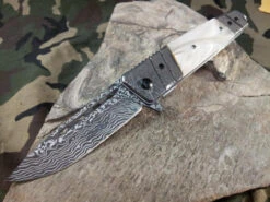 Tac Force Tactical Folding Spring Assisted Damascus Pocket Knife Mop Pearl - 704wp