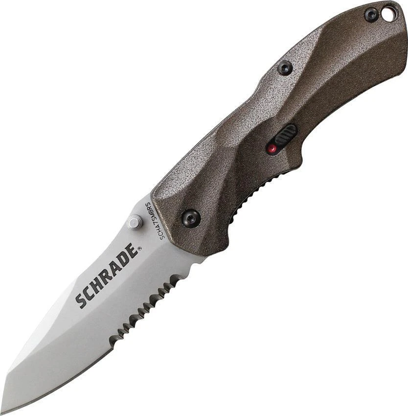 SCHRADE Mini M.A.G.I.C Assist Open Brown AUS-8 Serrated Folding Blade Knife A7SMBRS 1 SCHRADE Mini M.A.G.I.C Assist Open Brown AUS-8 Serrated Folding Blade Knife A7SMBRS