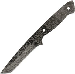 Alabama Damascus Steel Full Tang Black 6.88" Fixed Blade Knife Blank S087
