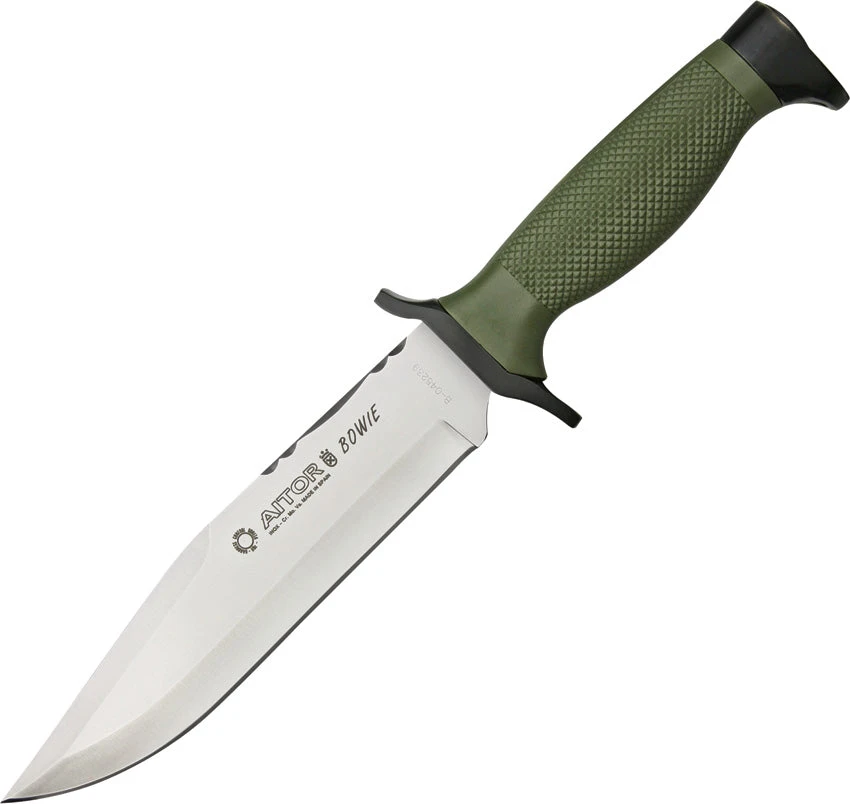 Aitor Bowie NATO OD Green & Black Stainless Fixed Blade Knife W/ Sheath 16047 1 Aitor Bowie NATO OD Green & Black Stainless Fixed Blade Knife W/ Sheath 16047