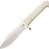 Bear & Son Baby White Bone Handle Stainless Fixed Bowie Knife W/ Sheath WSB0012