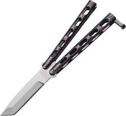 Bear & Son Butterfly Silver Vein Die Cast Metal Handles Stainless Tanto Folding Knife 114A