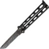 Bear & Son Armour Piercing Balisong Black Damascus Tanto Butterfly Knife 114GXAD