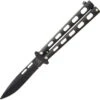 Bear & Son Butterfly Black Handle 1095HC Steel Folding Blade Balisong Knife 115B