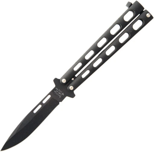 Bear & Son Butterfly Black Handle 1095HC Steel Folding Blade Balisong Knife 115B -Elite Knives Shop BC115B d77504f8 c6af 4d11 ac30 c999d6df4c4e
