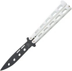 Bear & Son Butterfly White Powder Coat Balisong Knife 115wtr