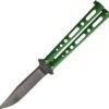 Bear & Son Butterfly Green Stonewash Knife (Balisong) 117grsw