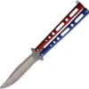 Bear & Son Butterfly Red White Blue Stobewashed Knife (Balisong) 117rwbsw