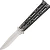 Bear & Son 9" Black And Silver Handle Butterfly Folding Knife - Flipping - 117s