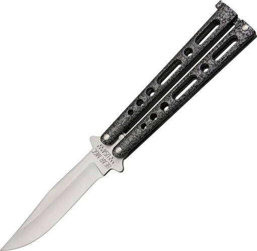 Bear & Son 9" Black And Silver Handle Butterfly Folding Knife - Flipping - 117s -Elite Knives Shop BC117S