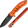 Bear Edge 2pc Orange Framelock Pocket Knife Edgemate Sharpener Combo Set 71819