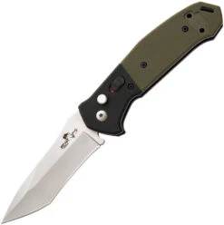 Bear & Son Automatic Bold Action V Knife Button Lock Black & Green G10 14C28N Sandvik Blade AC500B4P