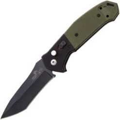 Bear & Son Automatic Bold Action V Knife Button Lock Black & Green G10 14C28N Sandvik AC550B4B