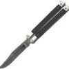 Bear & Son Balisong Black Carbon Fiber Damascus Clip Point Butterfly Knife ANNCF17D
