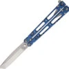 Bear & Son Bear Song IV Raindrop Blue Aluminum Stainless Folding Tanto Balisong Knife CB410ALBDAP
