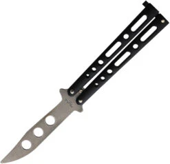 Benchmark Balisong Butterfly TRAINER Black Powder Coated Stonewash Knife 024