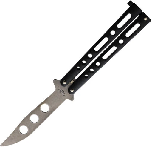 Benchmark Balisong Butterfly TRAINER Black Powder Coated Stonewash Knife 024 -Elite Knives Shop BM024