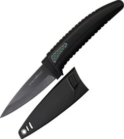 Benchmark 7.38" Black Ceramic Fixed Blade Neck Knife W/ Sheath 007