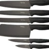 Benchmark 6pc Fixed Blade Black Bread Cleaver & Utility Kitchen Knife Set 077
