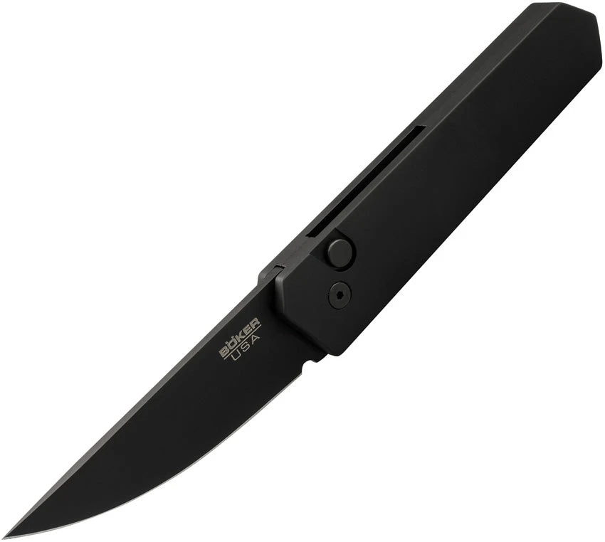 Boker Automatic Kwaiken Compact Knife Button Lock Black Aluminum 154CM Blade 01BO255 1 Boker Automatic Kwaiken Compact Knife Button Lock Black Aluminum 154CM Blade 01BO255