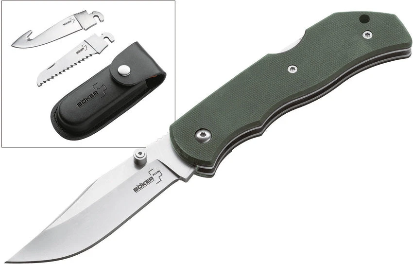 Boker Plus Optima Hunting Interchangeable Blade Green G10 Folding Knife - P01BO109 1 Boker Plus Optima Hunting Interchangeable Blade Green G10 Folding Knife - P01BO109
