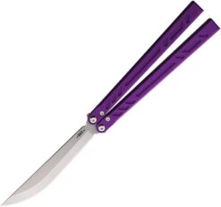 Bladerunners Systems Channel Balisong Purple Aluminum 154CM Butterfly Knife 011PRP