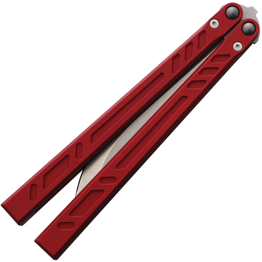 Bladerunners Systems Channel Balisong Red Aluminum 154CM Butterfly Knife 011RD 2 Bladerunners Systems Channel Balisong Red Aluminum 154CM Butterfly Knife 011RD - Image 2