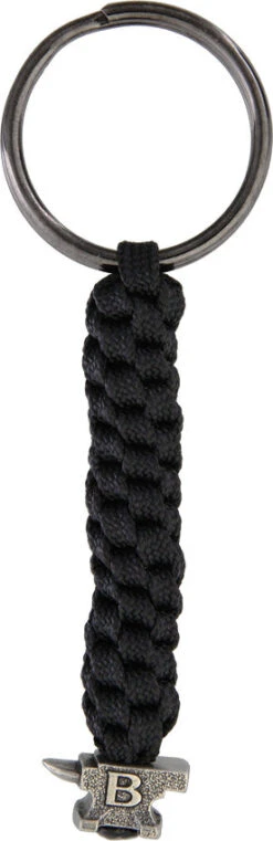 BUCK Knives Standard Black Paracord Pewter Bead Keyring Key Chain Fob KFBP