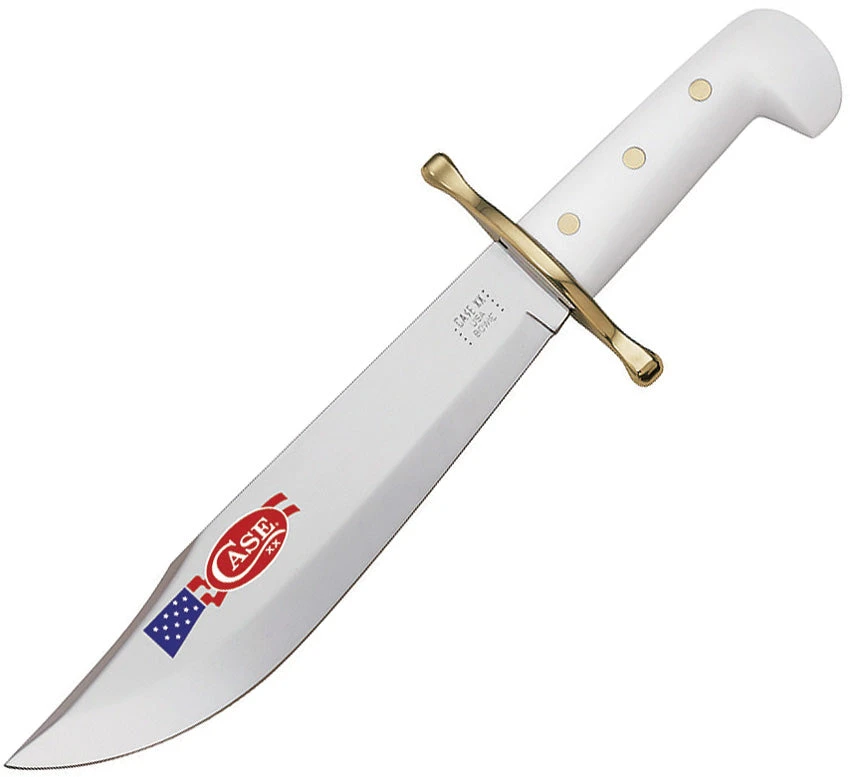 Case Cutlery XX White Synthetic Handle USA Bowie Knife + Leather Sheath 12398 1 Case Cutlery XX White Synthetic Handle USA Bowie Knife + Leather Sheath 12398