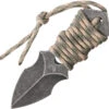Combat Ready Black Stonewash Camo Cord Wrapped Fixed Blade Neck Knife 346